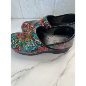 Dansko Women's Size 41 Floral Print Clogs Slip On Comfort Shoes
